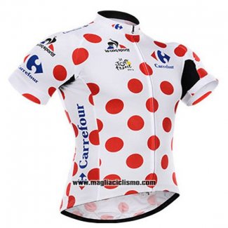 2015 Abbigliamento Ciclismo Tour de France Bianco e Rosso Manica Corta e Salopette